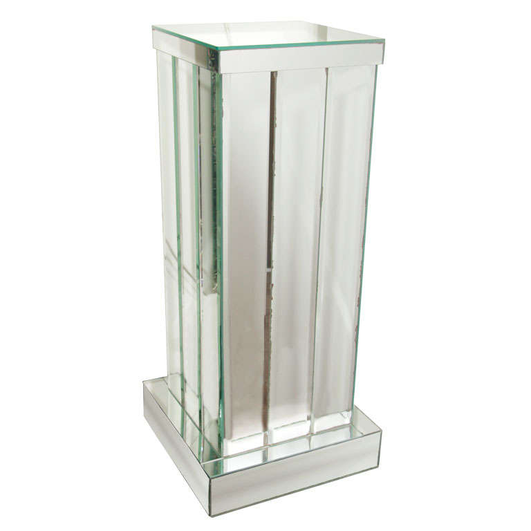 Skyscraper Style Mirrored Pedestal with Hand-Beveled Panels
